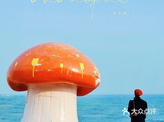 青岛海边的蘑菇雕塑拍照也太童话了吧