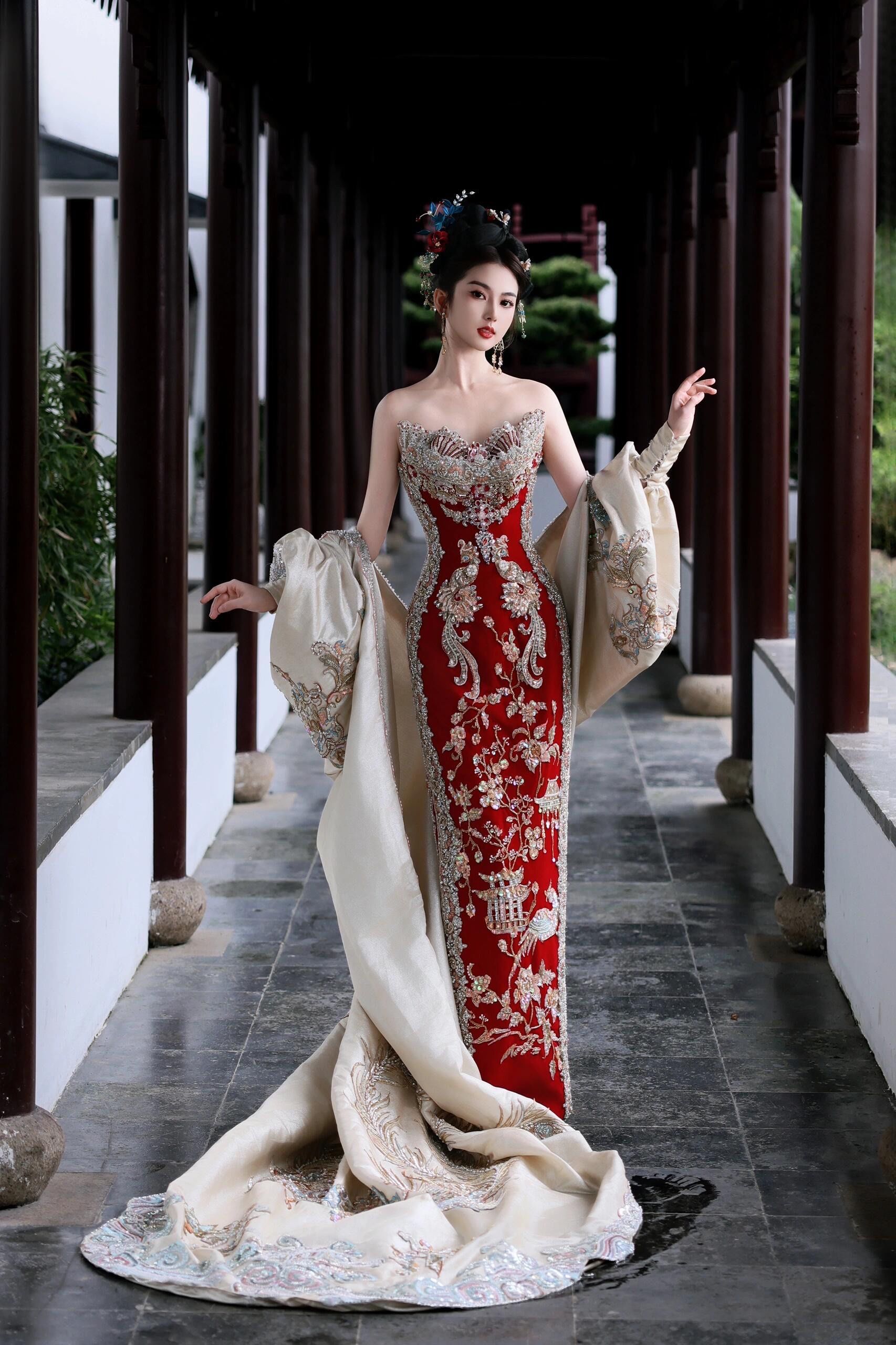 终于到了✨新娘点名要的新中式旗袍礼服