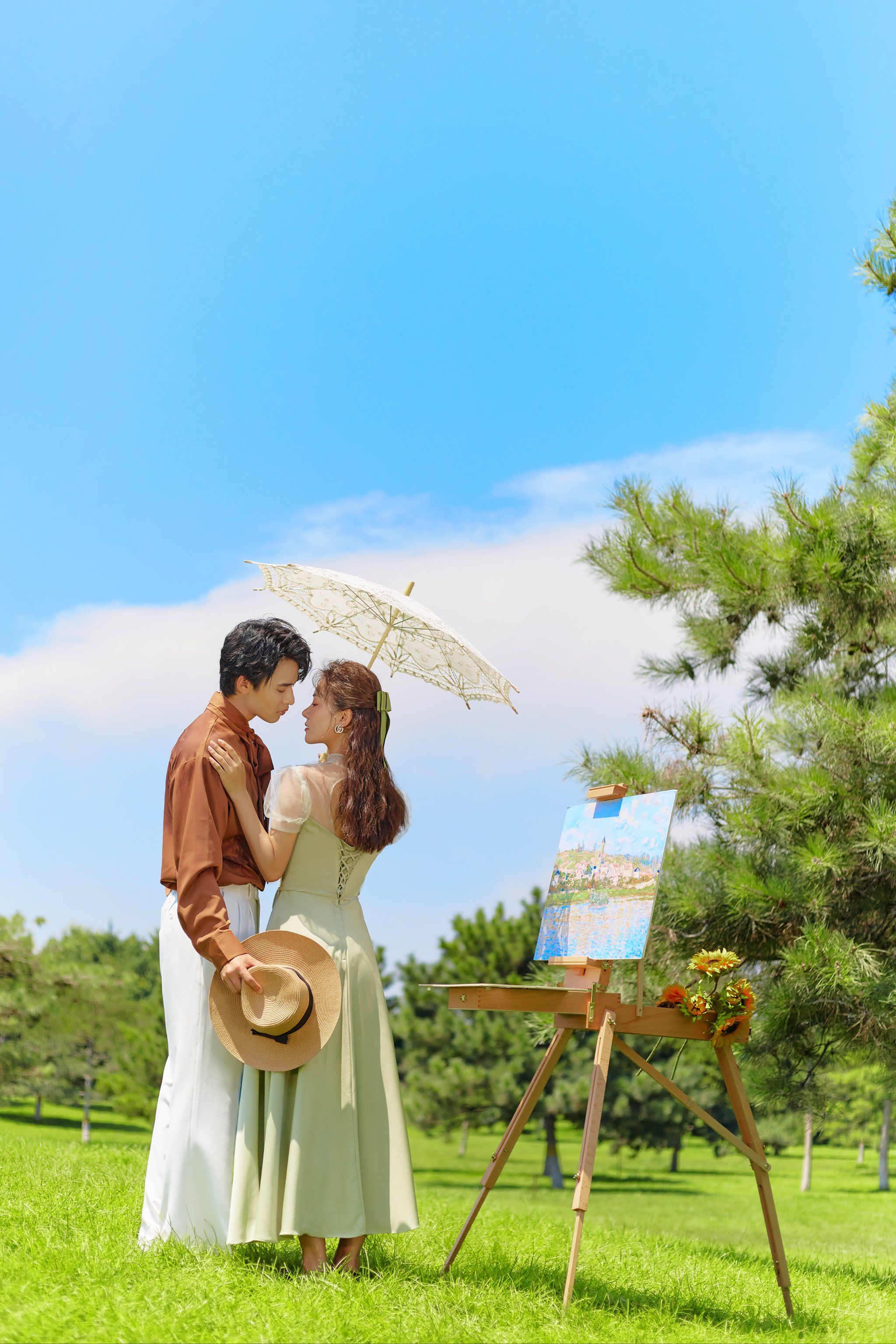 治愈系外景草坪婚纱照