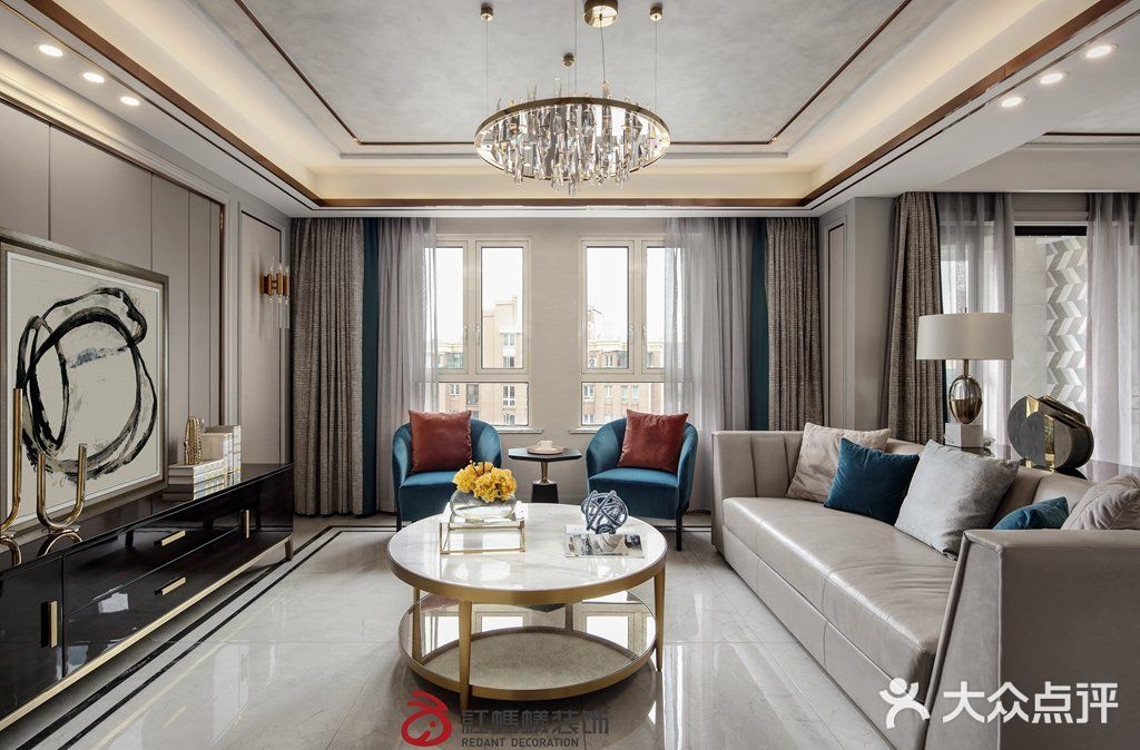 180㎡实景 | 大理石地板+黄铜软装，处处透着精致轻奢