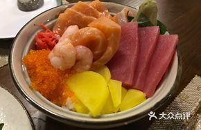 Salmon Three-Color Sashimi Donburi