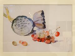 张充仁·水彩画《葡萄莲蓬》（复制品）-上海油画雕塑院