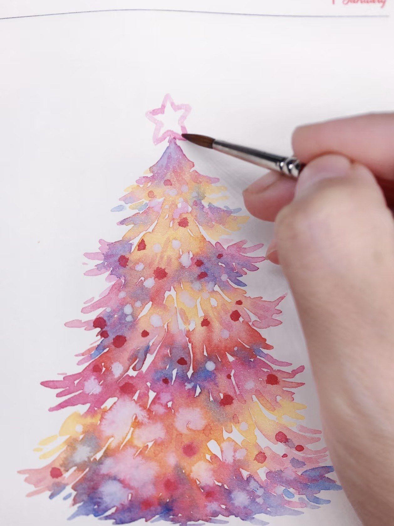 随手画棵粉色圣诞树🌲,好梦幻啊