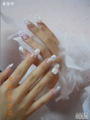 星美甲&白色渐进新娘甲-星美甲