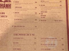 菜单-Cô Thành Restaurant