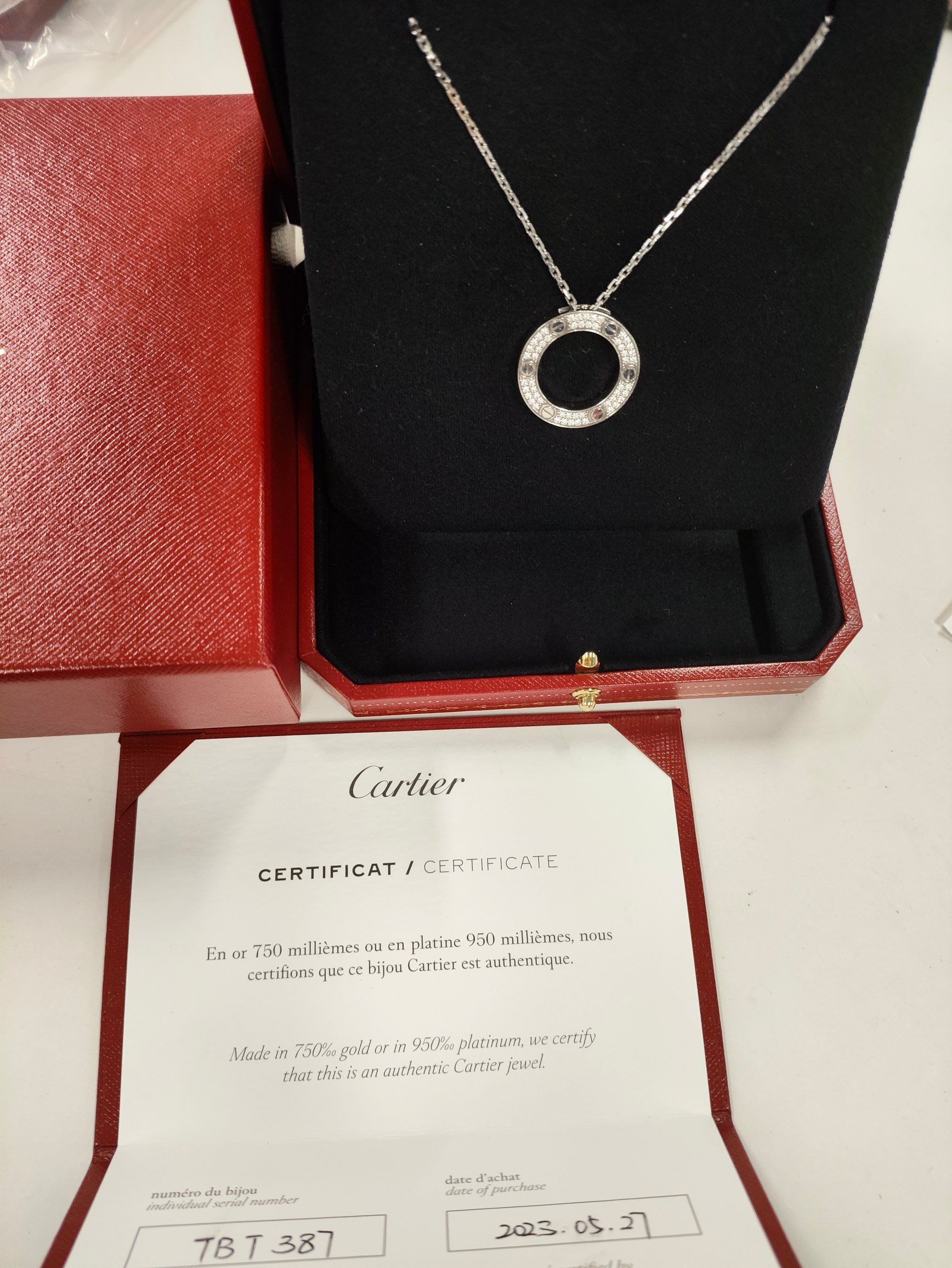 卡地亚 23年5月白金满钻满天星圆饼项链