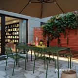 在庭院里摆放上餐桌椅，种上一些植物