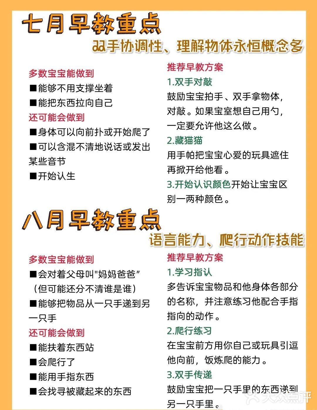 收藏，这里有一份详细的早教重点！