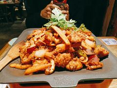 炭火干锅虾+鱿鱼须-炭舍干锅·烤鱼(扬名广场店)