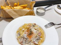 奶油培根意面配水波蛋-Cyclus Craft Kitchen薩克思手工厨房