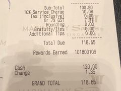 账单-RISE RESTAURANT(滨海湾金沙店)