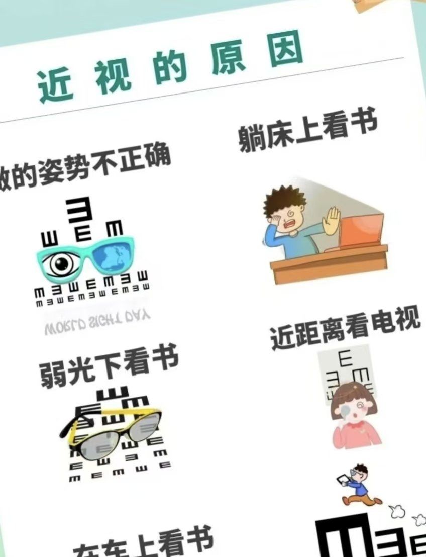 今日分享近视的几个原因