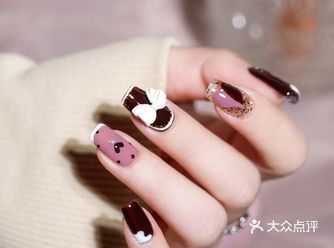 可爱甜美干枯玫瑰胡蝶结春夏美甲