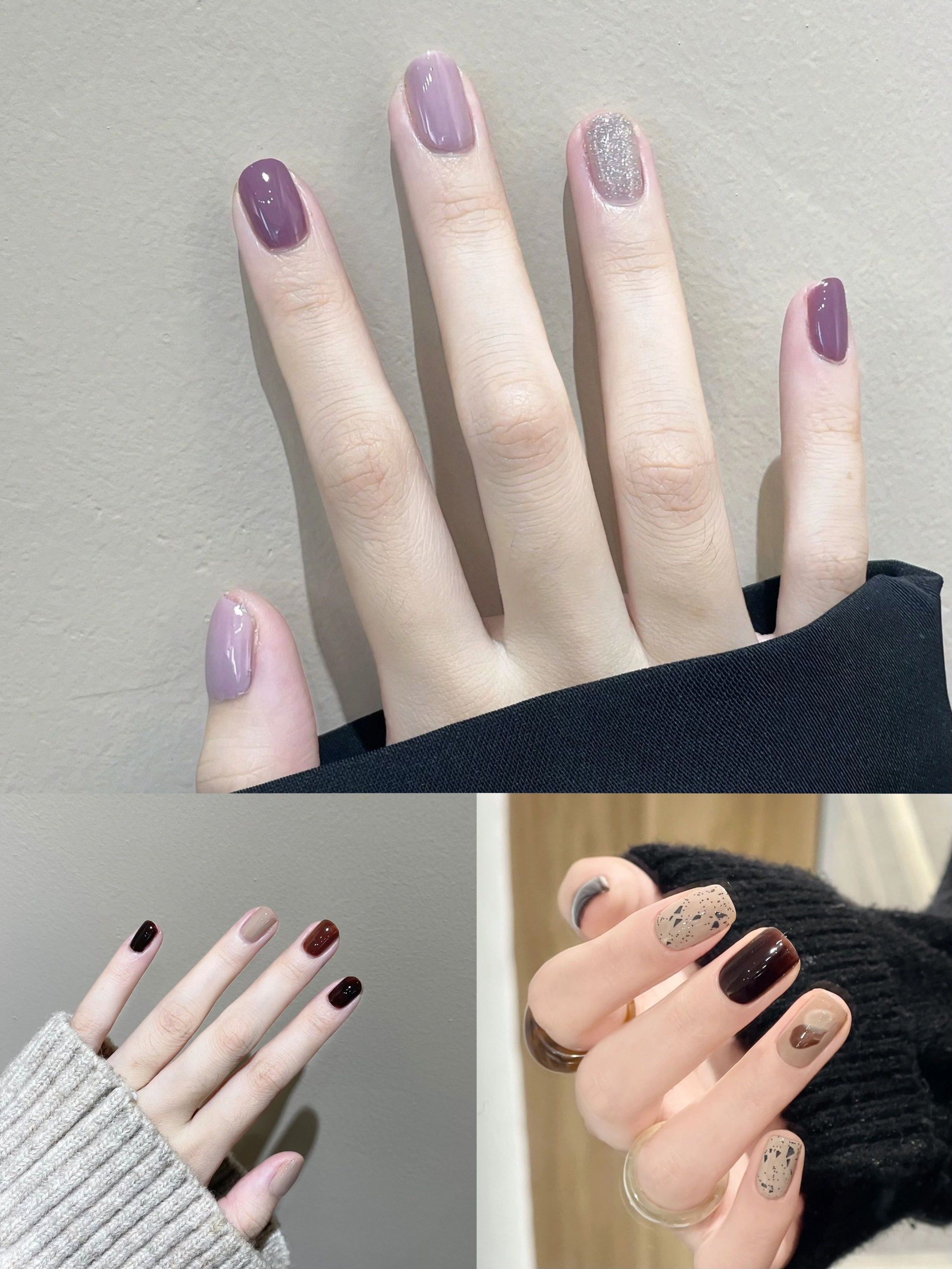 秋季新款温柔时尚跳色简约气质小众美甲