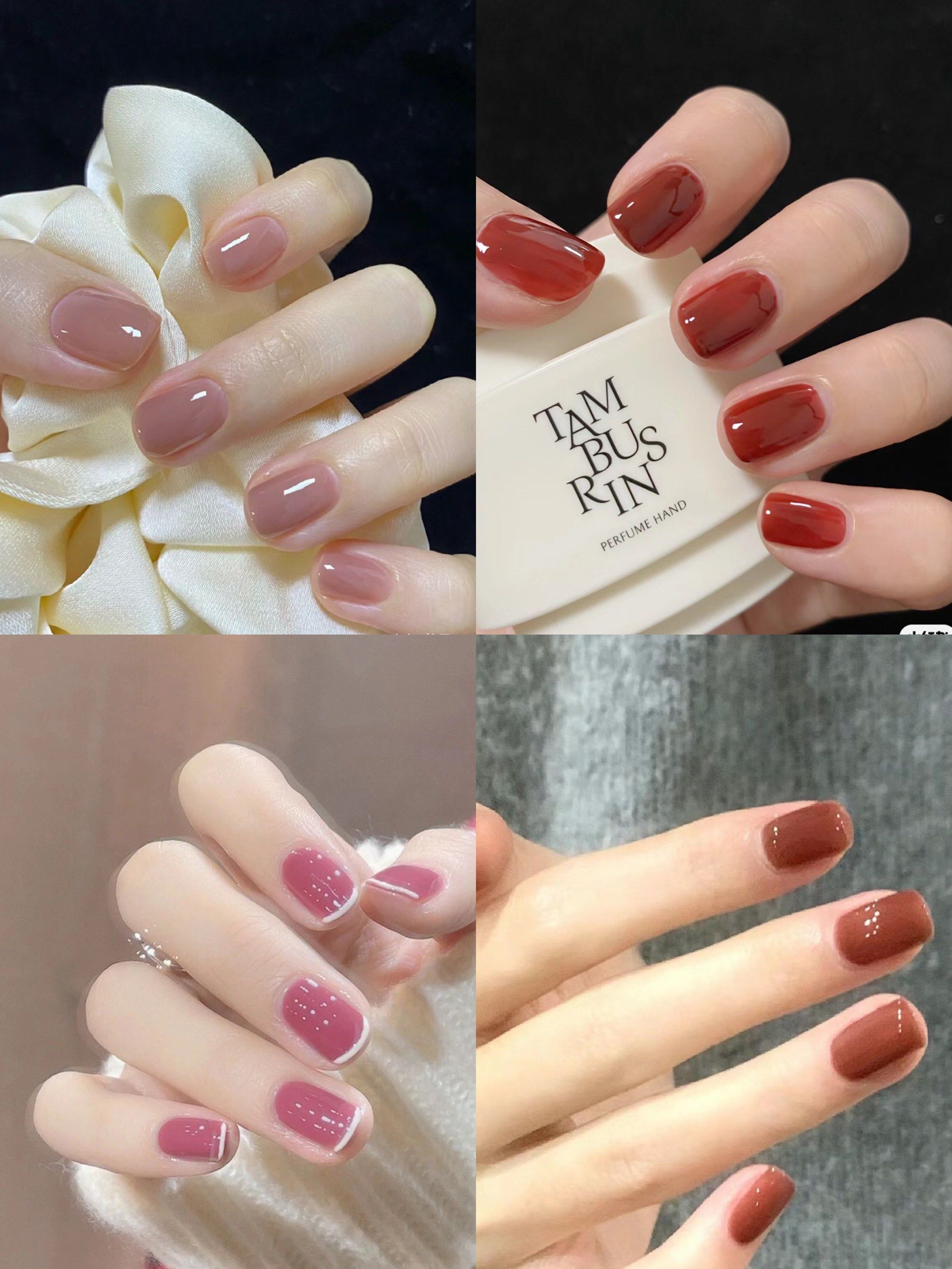 温柔显白纯色美甲