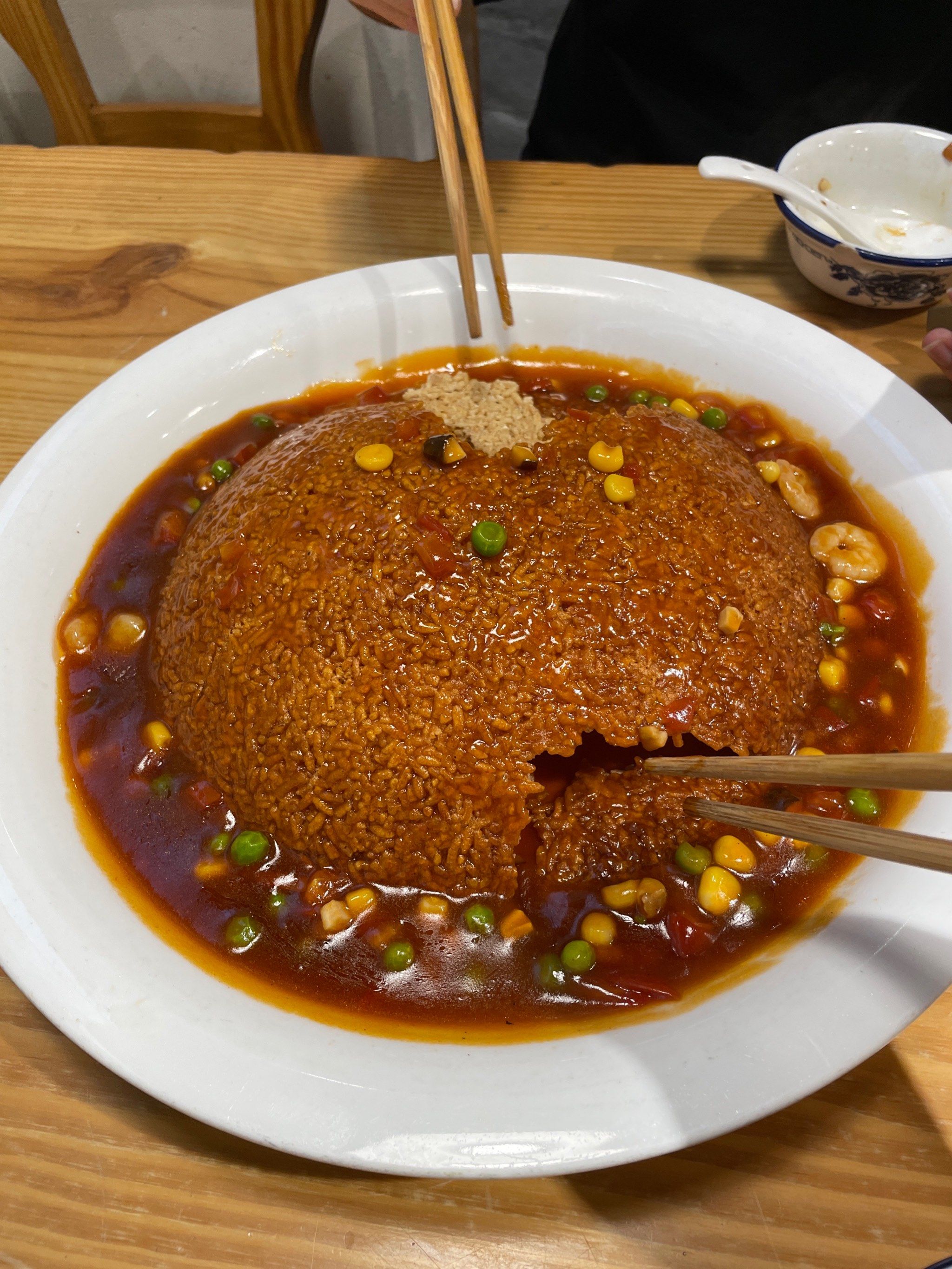 比头还大的三鲜锅巴