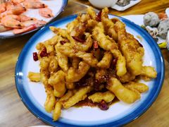 炸鱿鱼条-天伦海鲜·老味道·青岛菜(栈桥天主教堂店)