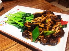 菜心浇双菌-东来菜馆•手抓海鲜家常菜•海鲜锅贴(鸽子窝店)
