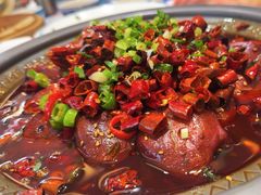 干锅辣鸭头-渔家大院·胶东海鲜·老鲁菜餐厅(德胜店)