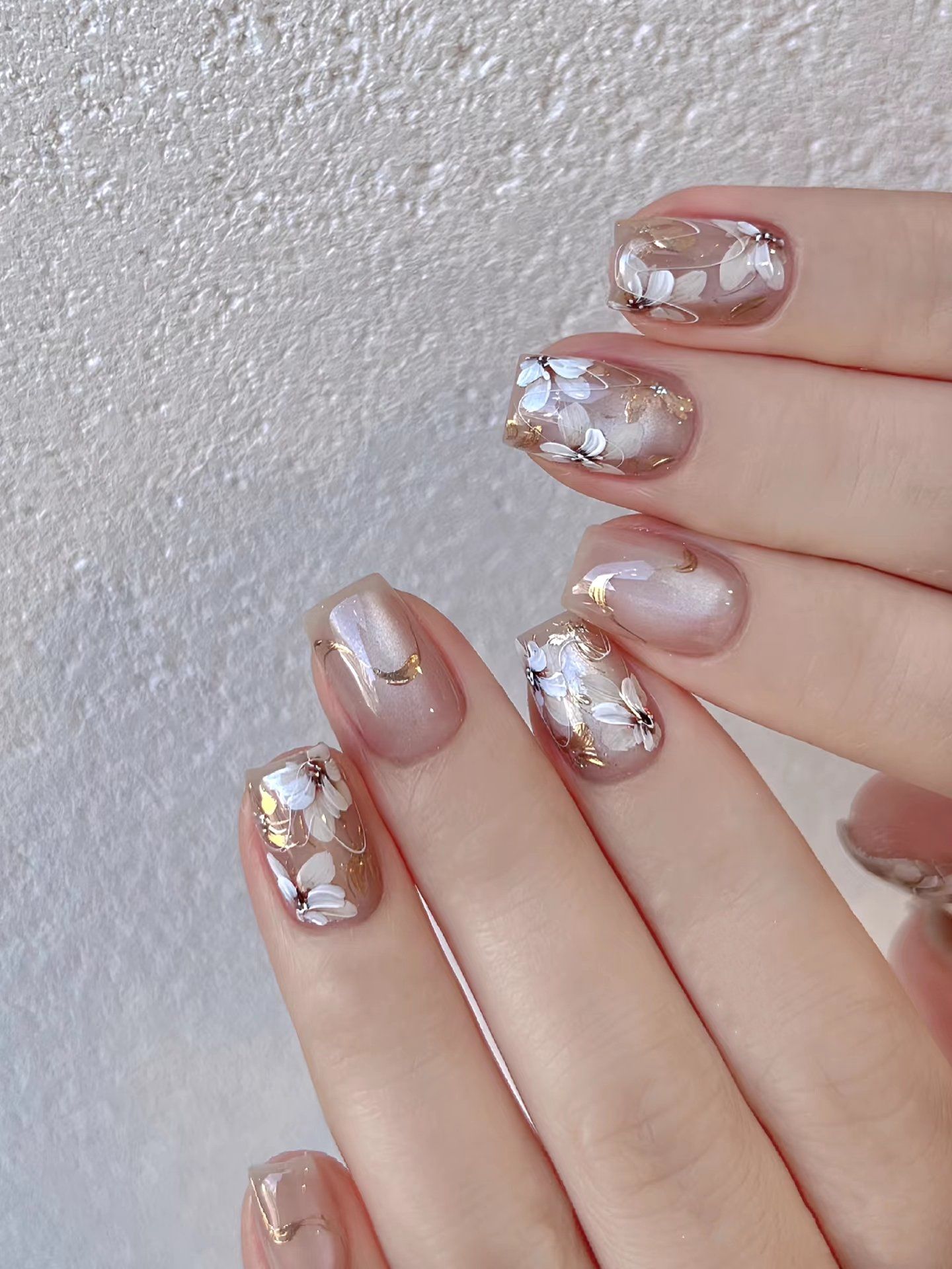 复古鎏金花美甲