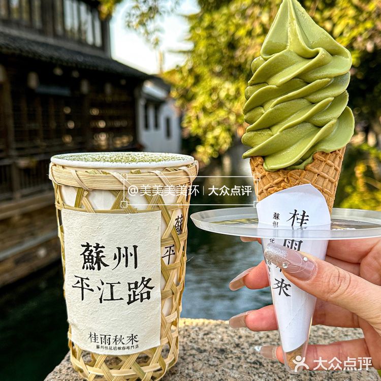 没错这里是苏州平江路！碧螺春冰淇淋我真的无法拒绝🍃