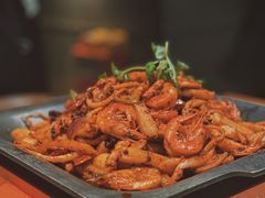 炭火干锅虾+鱿鱼须-炭舍干锅·烤鱼(扬名广场店)