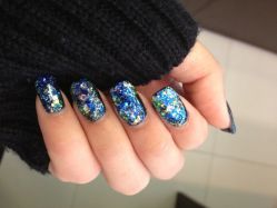 星空甲，都说超闪超好看〜〜开心哟-娃娃美甲wawa nail salon
