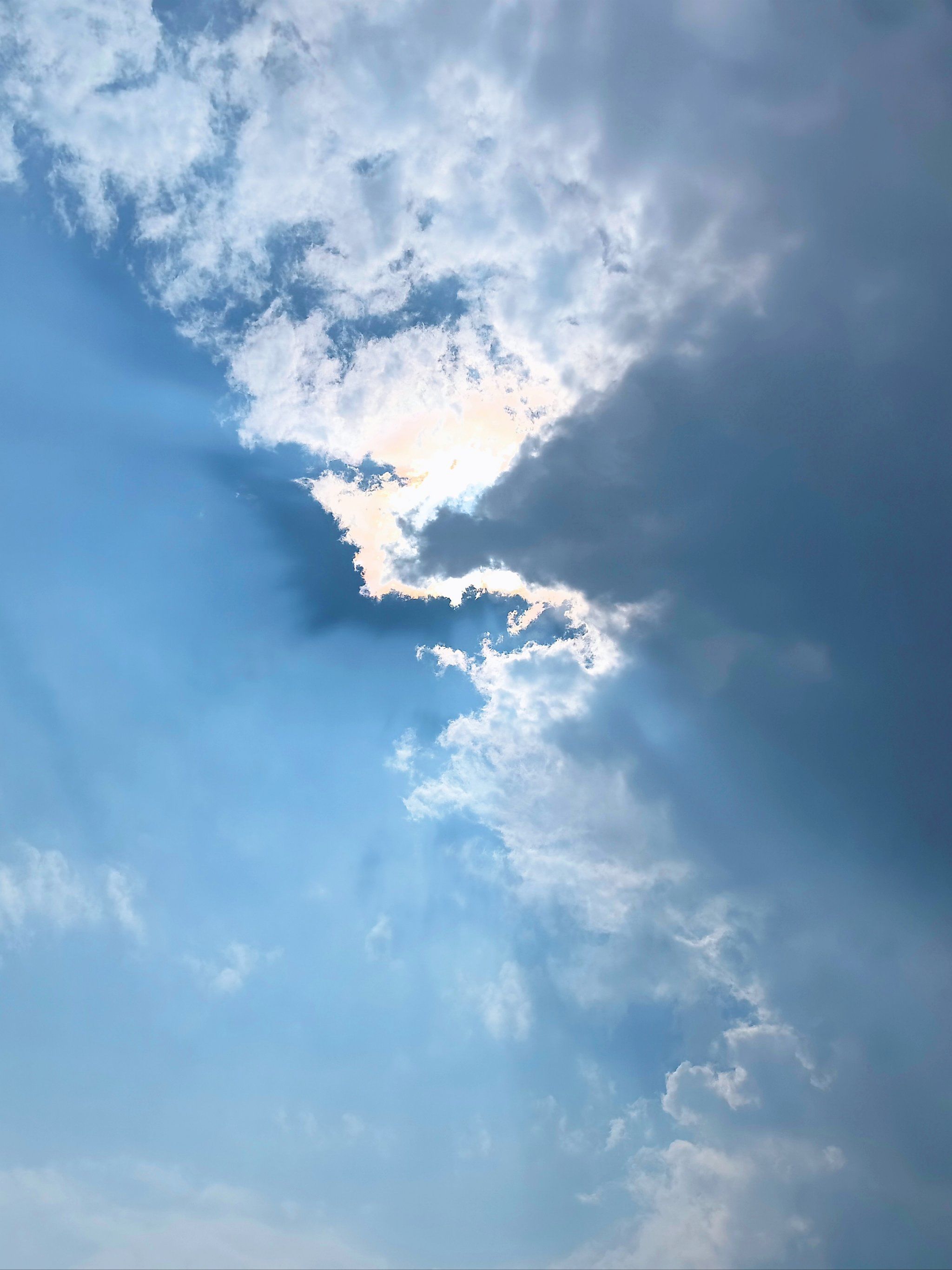 "一边乌云密布,一边晴空万里"的天空