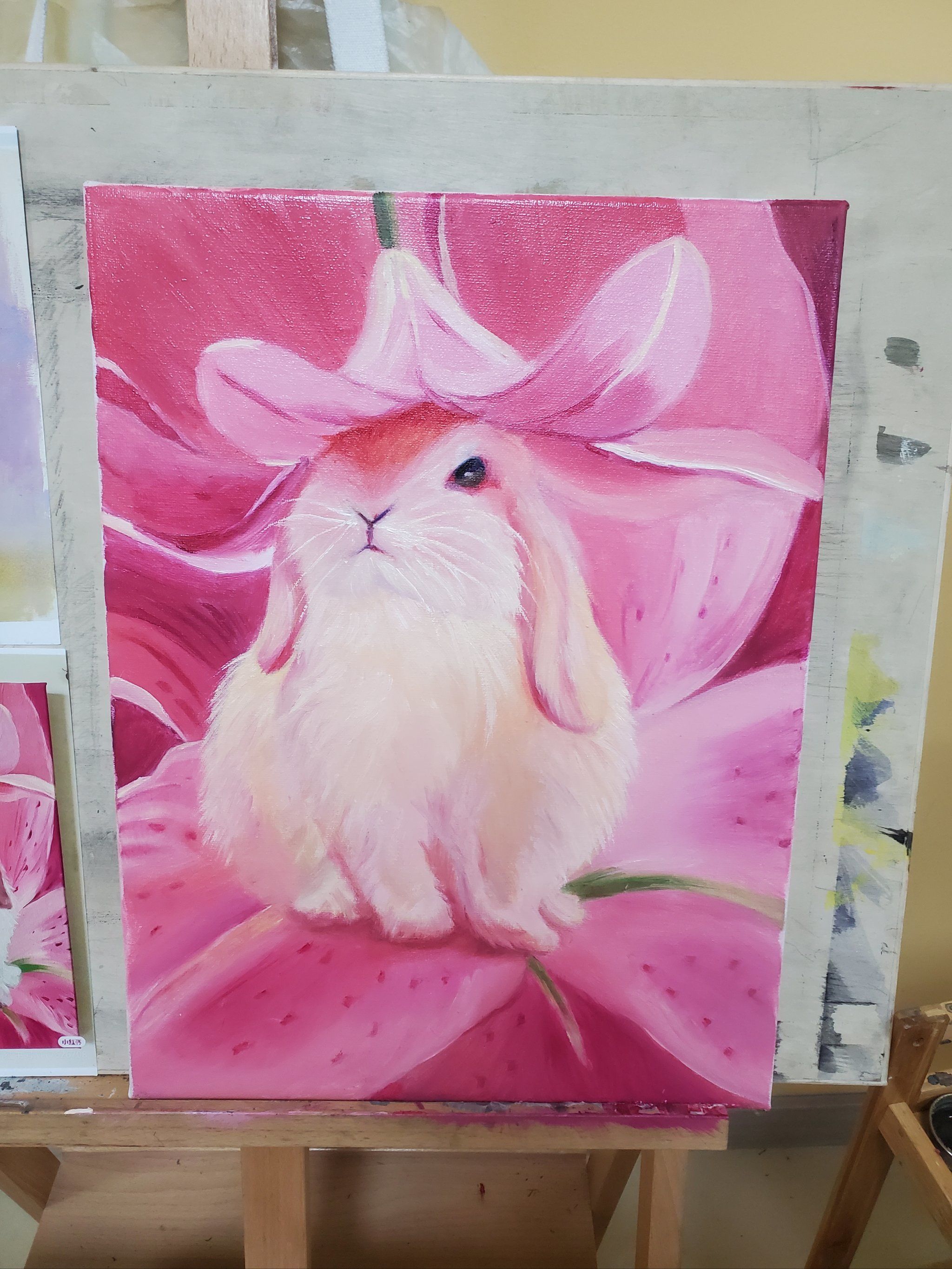 银川第一家成人画室   油画小兔子