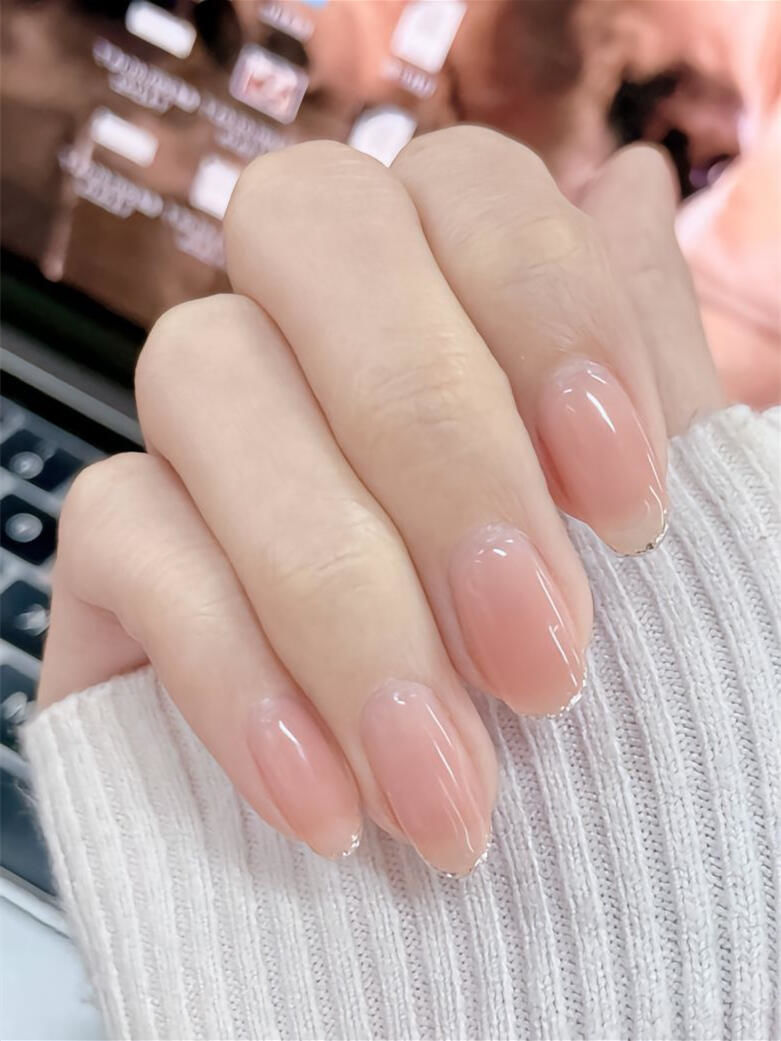 高级感冰透裸色果冻色温柔少女心美甲推荐