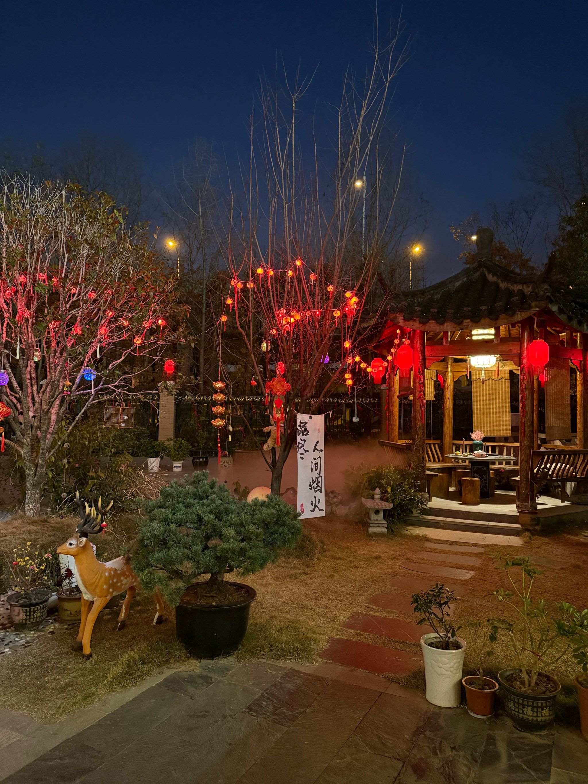 古色古香的庭院夜色