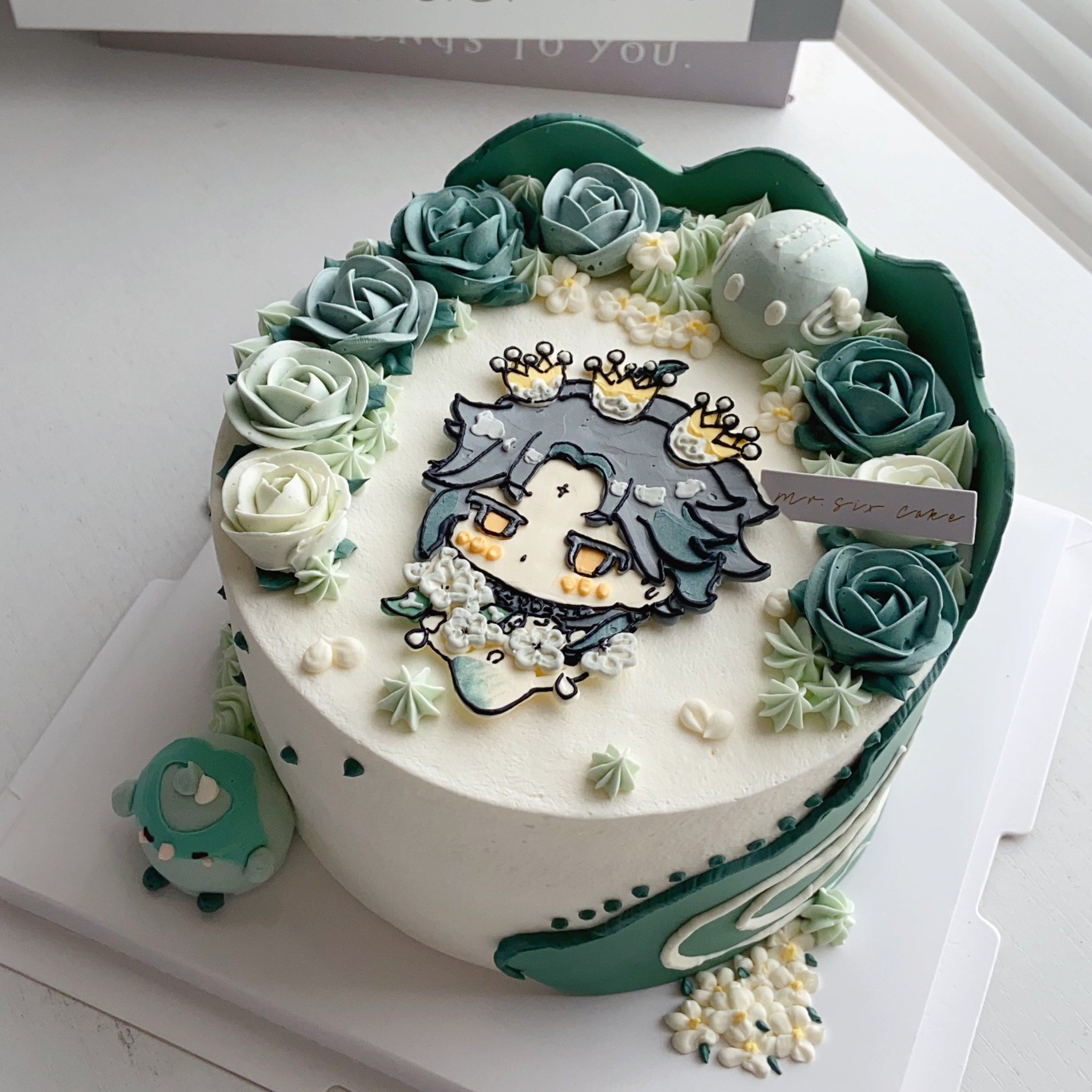 奶油霜手绘原神魈蛋糕