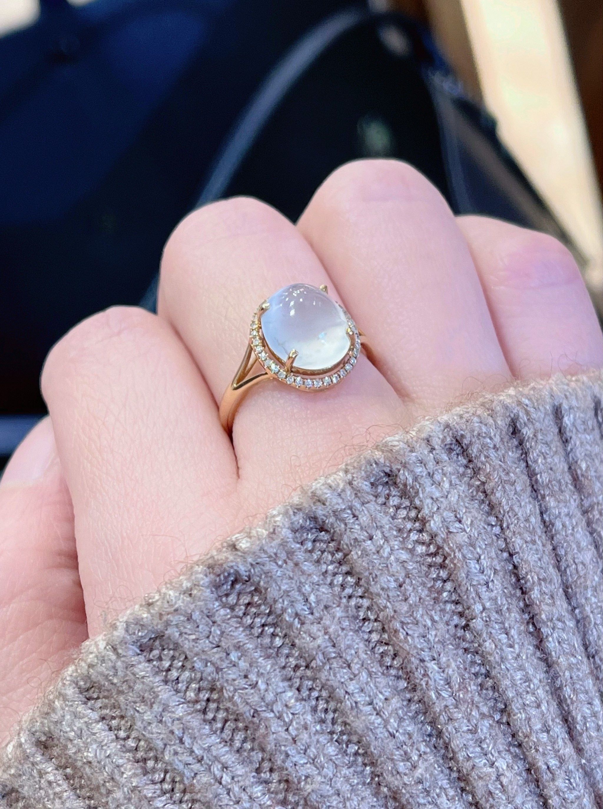 天然缅甸翡翠白冰种简约大气设计戒指