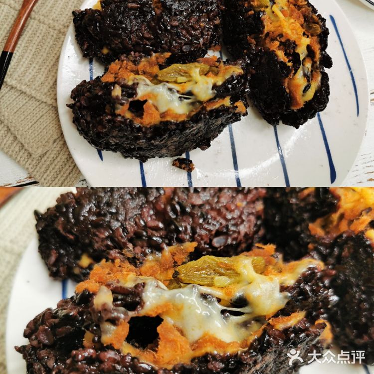 紫米肉松芝士爆浆饭团,幸福的爆浆口感