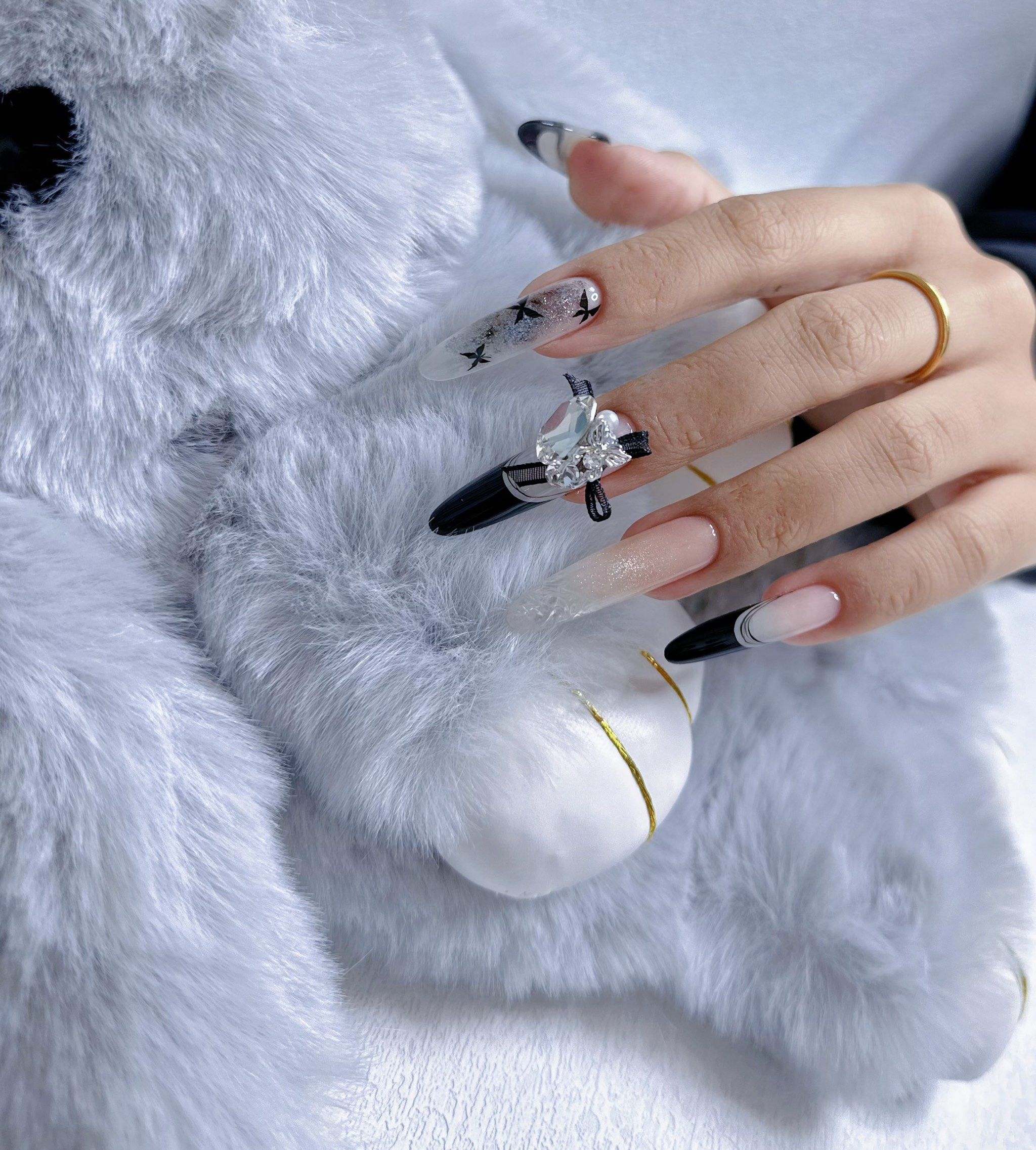 暗黑法式美甲 水滴形