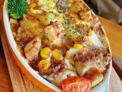 黑椒菌菇鸡肉焗饭-双焙咖啡馆
