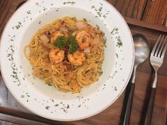 鲜虾蒜辣意面-小食院简餐厅