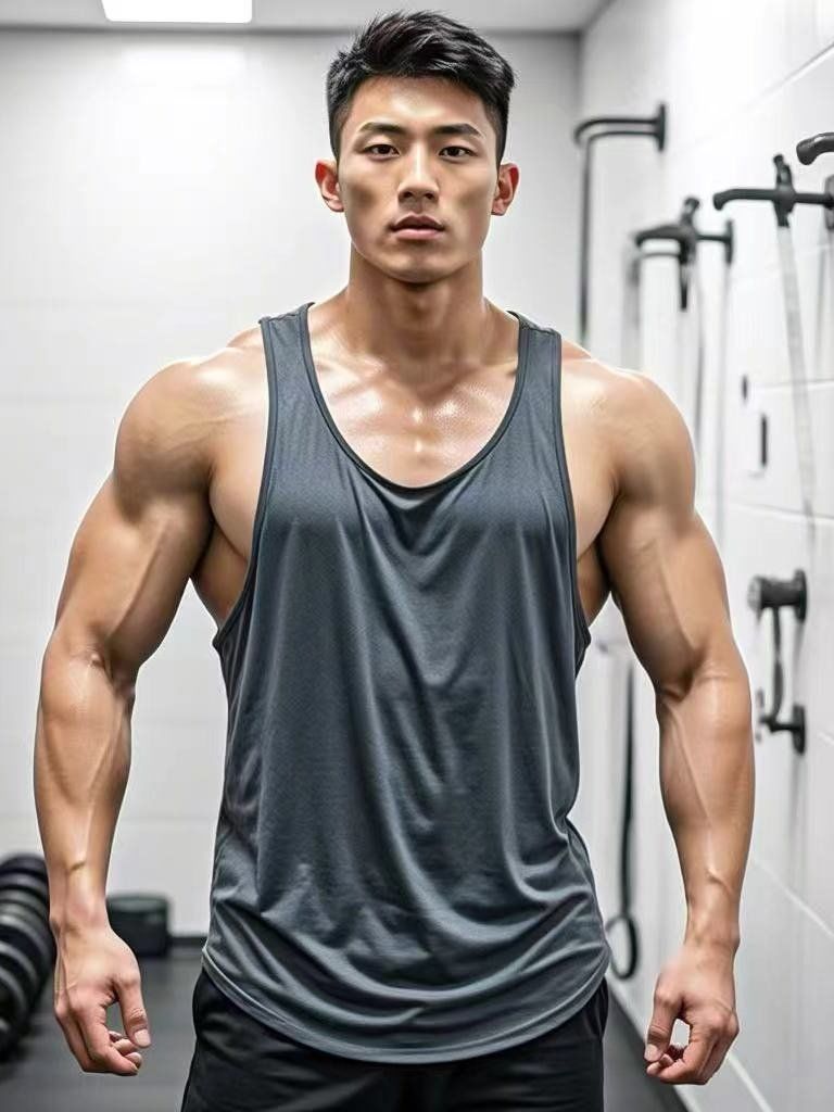 小肌肉男孩秀肌肉