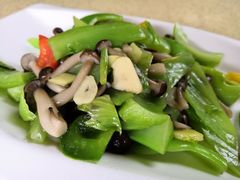 鲜味菇炒水冬芥菜-渔太泰漓江小馆·广西融合菜(西街店)