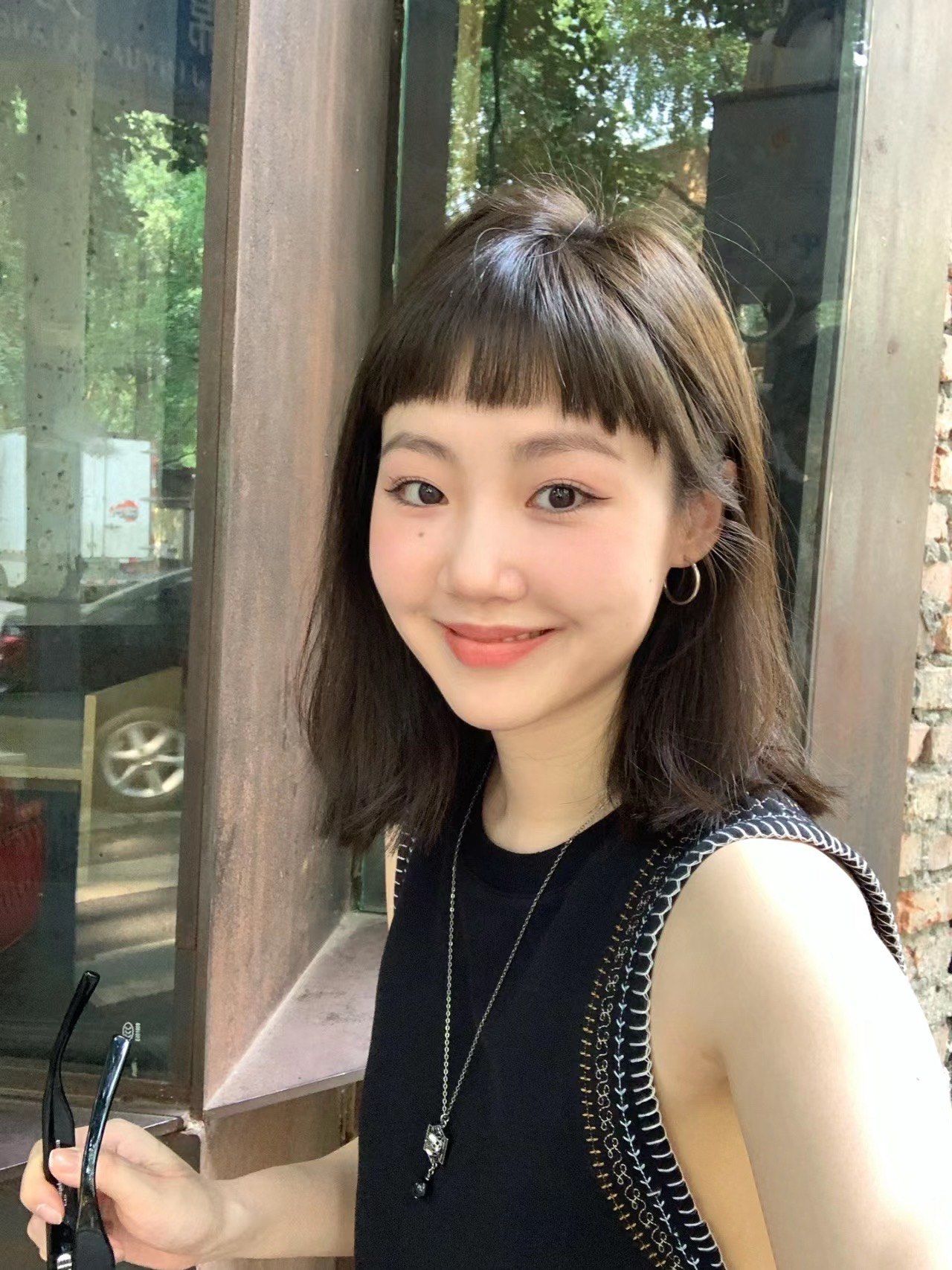 日系斜刘海 #超短刘海 #五一出游甜妹发型
