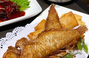 Fried Rose Fish with Fish Spring Rolls