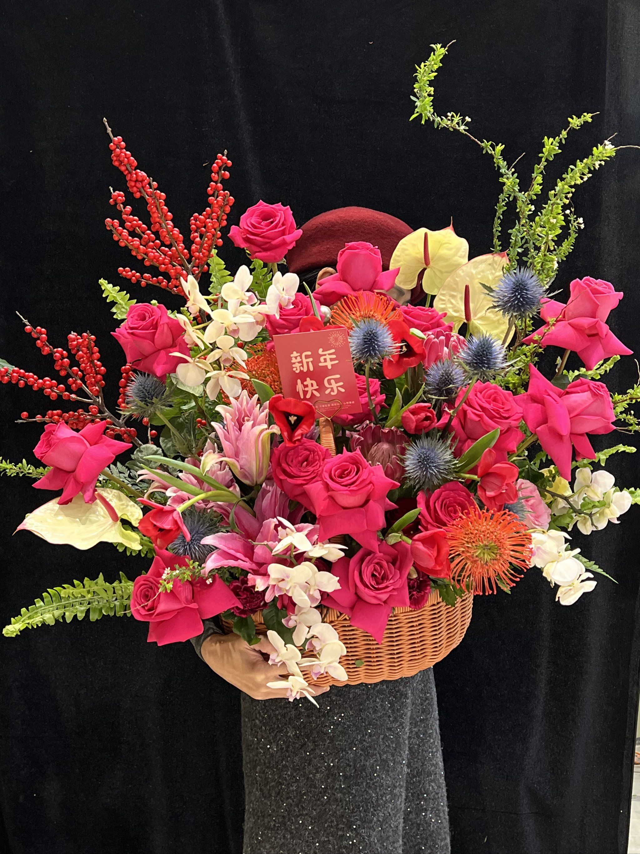 鲜花花束#好看的花一定要分享给你#花篮#手提花篮#新年花束#高几行