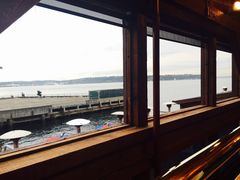 二楼靠窗位置看到的码头景色-The Crab Pot Seattle