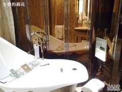 浴缸，右侧有液晶电视！-上海浦东丽思卡尔顿酒店