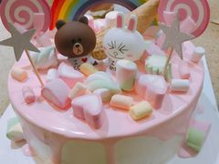 粉色布朗熊卡通淋面蛋糕-奥米亚生日蛋糕(拱墅店)