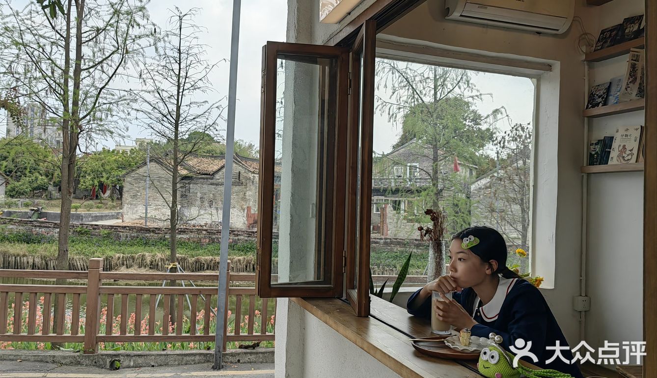 树下，一杯咖啡一本书。
