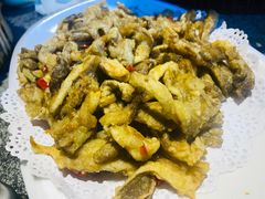 椒盐平菇-华盛园卷子王农家菜水库鱼