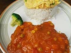 招牌猪扒滑蛋虾仁饭-玥记茶餐厅(十字门华发商都一期绸带店)