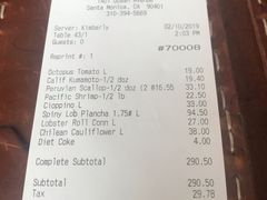 账单-Water Grill(圣莫妮卡店)