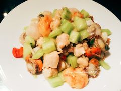 龙鳕鱼爆鲜虾-宝轩渔府·老字号海鲜·正宗津菜(水上店)